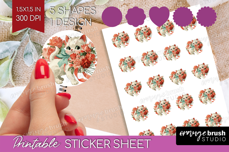 Vintage Valentines Day Round Sticker - Retro Animal Sticker