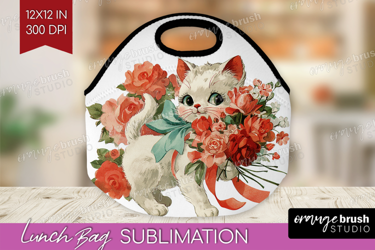 Vintage Valentines Day Lunch Bag - Retro Animal Lunch Bug