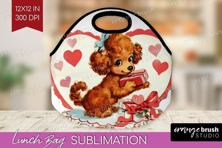 Vintage Valentines Day Lunch Bag - Retro Animal Lunch Bug