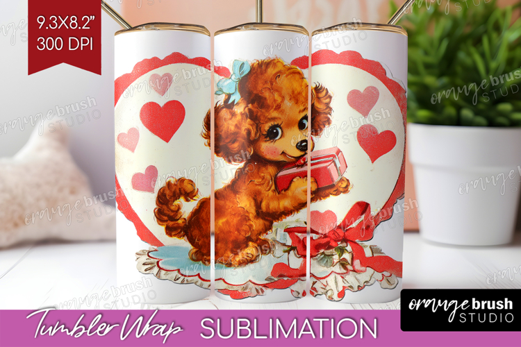 Vintage Valentines Day Tumbler Wrap - Retro Animal Tumbler