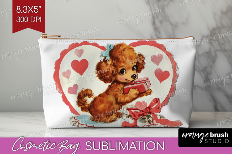 Vintage Valentines Day Cosmetic Bag - Retro Animal Makeup