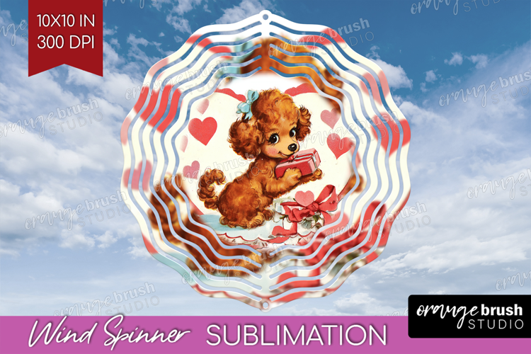 Vintage Valentines Day Wind Spinner Sublimation PNG - Retro