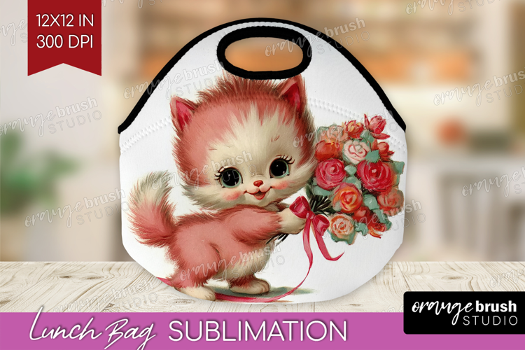 Vintage Valentines Day Lunch Bag - Retro Animal Lunch Bug