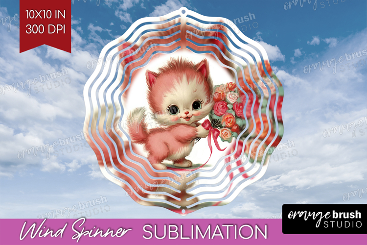Vintage Valentines Day Wind Spinner Sublimation PNG - Retro