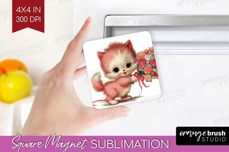 Vintage Valentines Day Magnet Sublimation - Retro Animal PNG