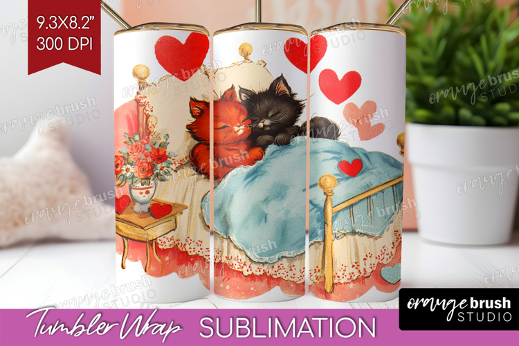 Vintage Valentines Day Tumbler Wrap - Retro Animal Tumbler