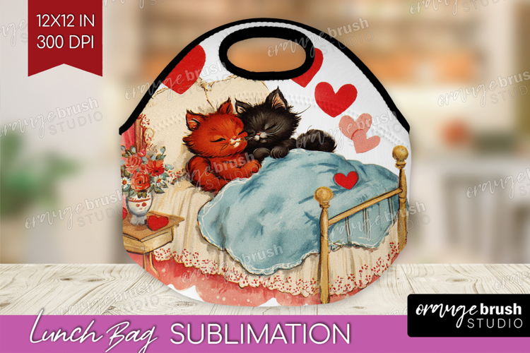 Vintage Valentines Day Lunch Bag - Retro Animal Lunch Bug