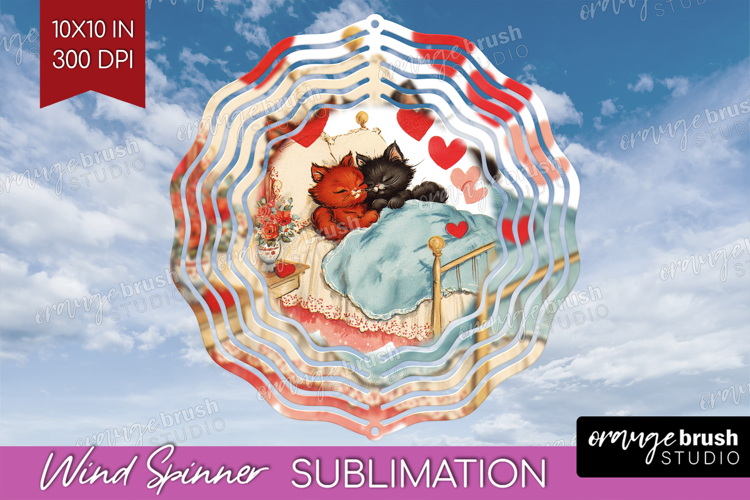 Vintage Valentines Day Wind Spinner Sublimation PNG - Retro