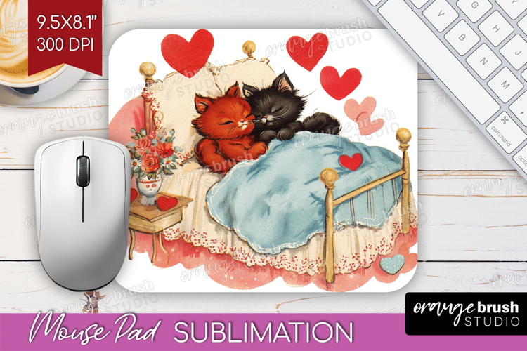 Vintage Valentines Day Mouse Pad Sublimation - Retro Animal