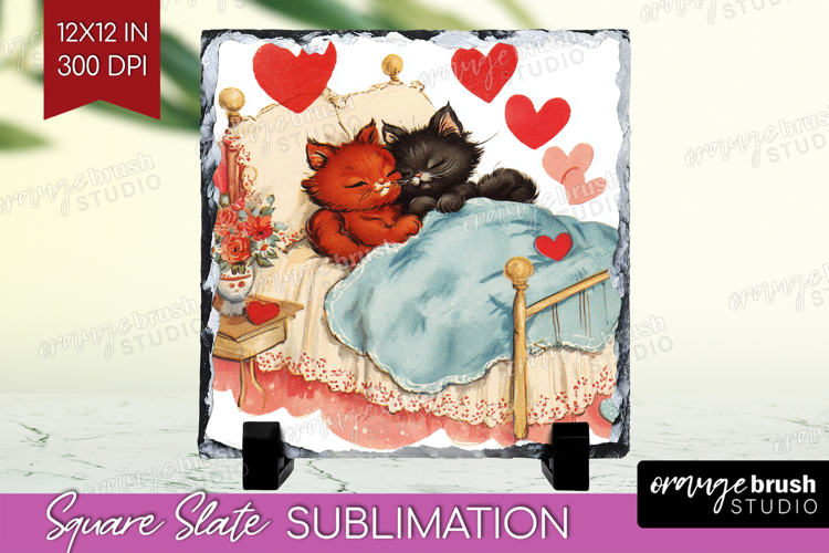 Vintage Valentines Day Slate PNG - Retro Animal Square Slate