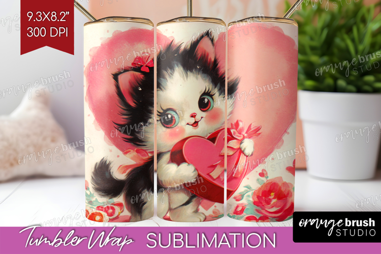 Vintage Valentines Day Tumbler Wrap - Retro Animal Tumbler