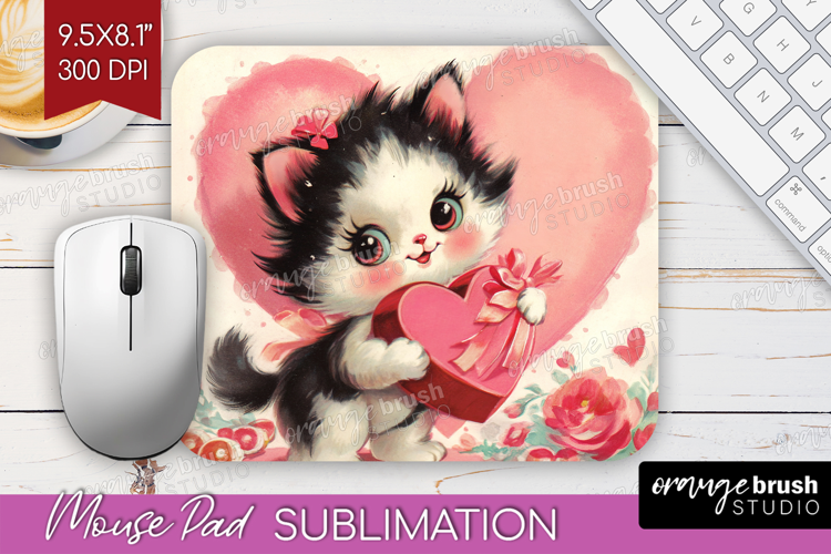 Vintage Valentines Day Mouse Pad Sublimation - Retro Animal