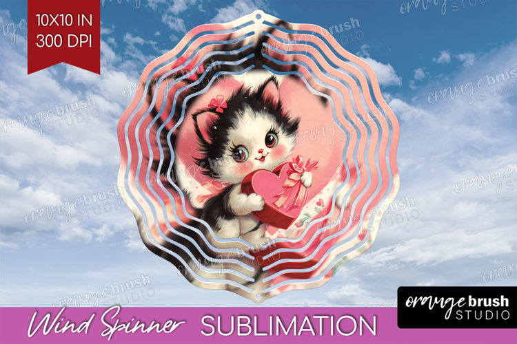 Vintage Valentines Day Wind Spinner Sublimation PNG - Retro