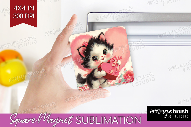 Vintage Valentines Day Magnet Sublimation - Retro Animal PNG