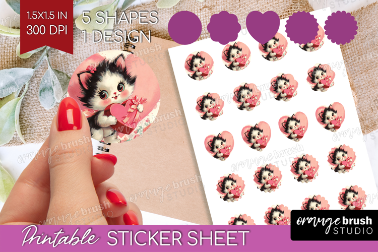 Vintage Valentines Day Round Sticker - Retro Animal Sticker