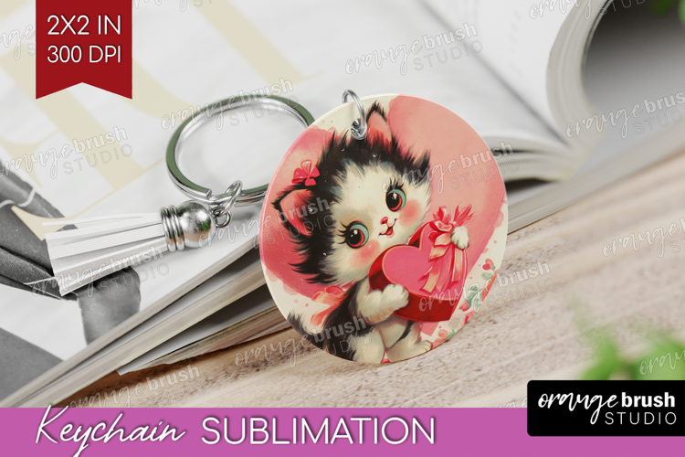Vintage Valentines Day Keychain PNG - Retro Animal Keychain