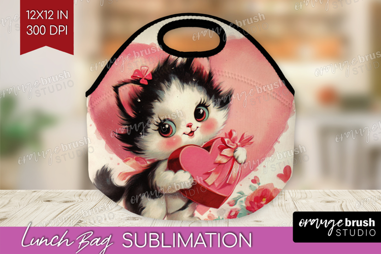 Vintage Valentines Day Lunch Bag - Retro Animal Lunch Bug