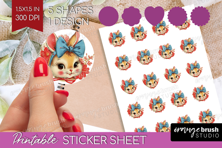 Vintage Valentines Day Round Sticker - Retro Animal Sticker