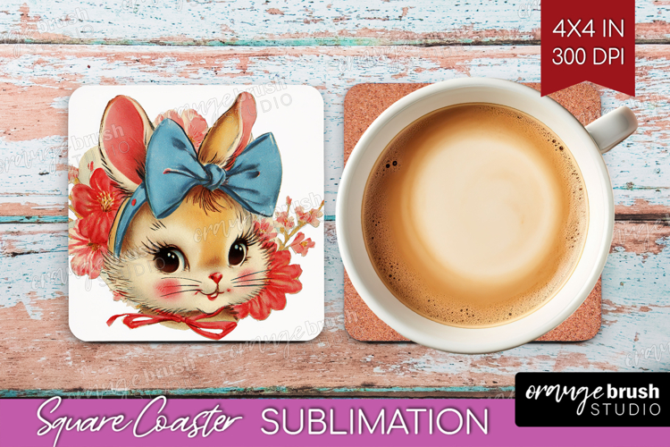 Vintage Valentines Day Square Coaster - Retro Animal Coaster