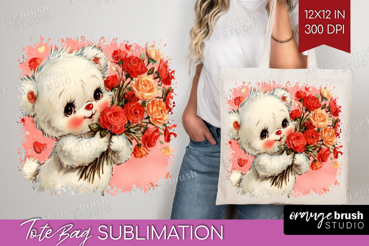Vintage Valentines Day Tote Bag - Retro Animal Tote Bag PNG