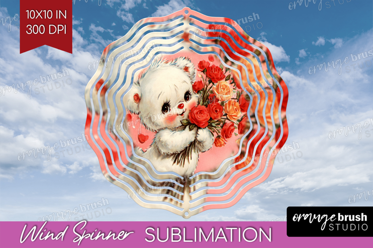 Vintage Valentines Day Wind Spinner Sublimation PNG - Retro