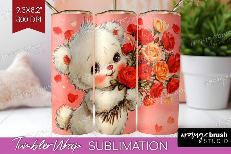 Vintage Valentines Day Tumbler Wrap - Retro Animal Tumbler