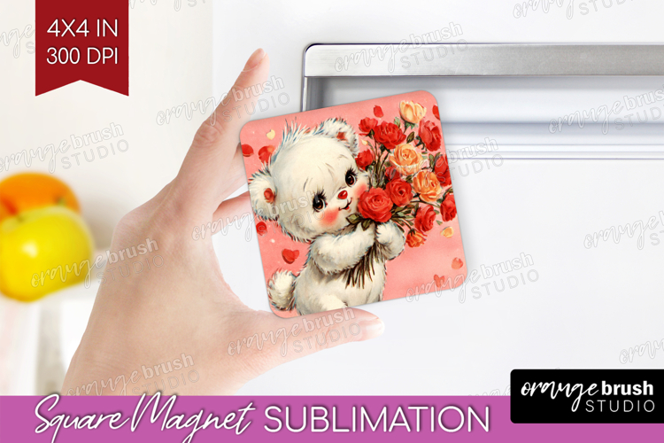 Vintage Valentines Day Magnet Sublimation - Retro Animal PNG