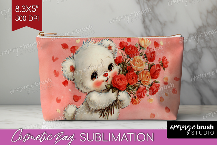 Vintage Valentines Day Cosmetic Bag - Retro Animal Makeup