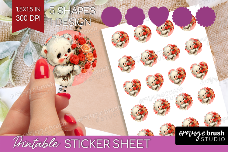 Vintage Valentines Day Round Sticker - Retro Animal Sticker
