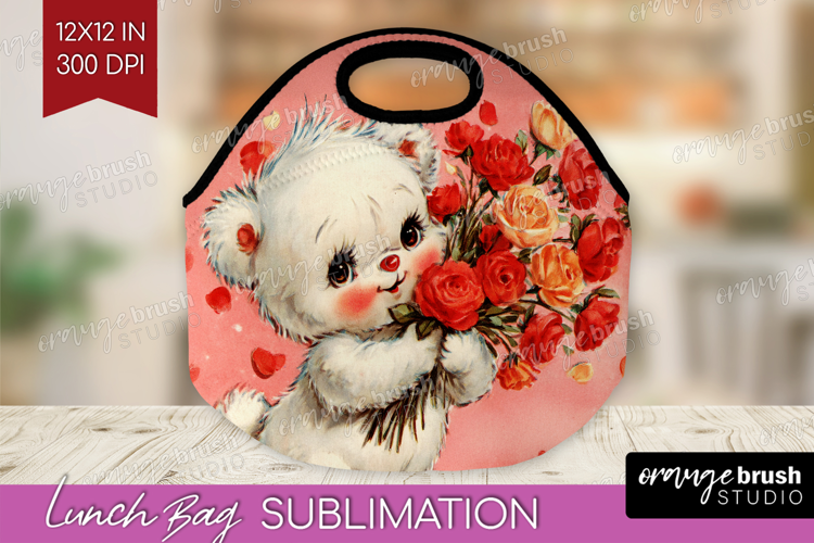 Vintage Valentines Day Lunch Bag - Retro Animal Lunch Bug