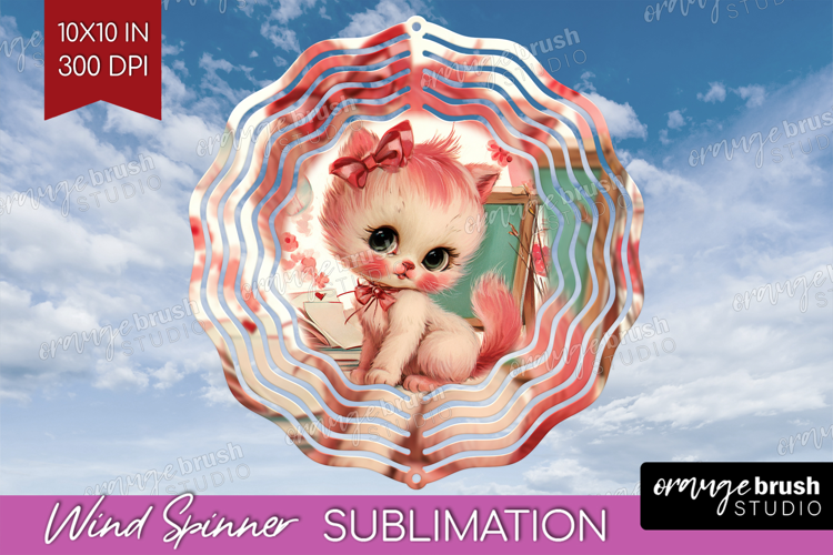 Vintage Valentines Day Wind Spinner Sublimation PNG - Retro