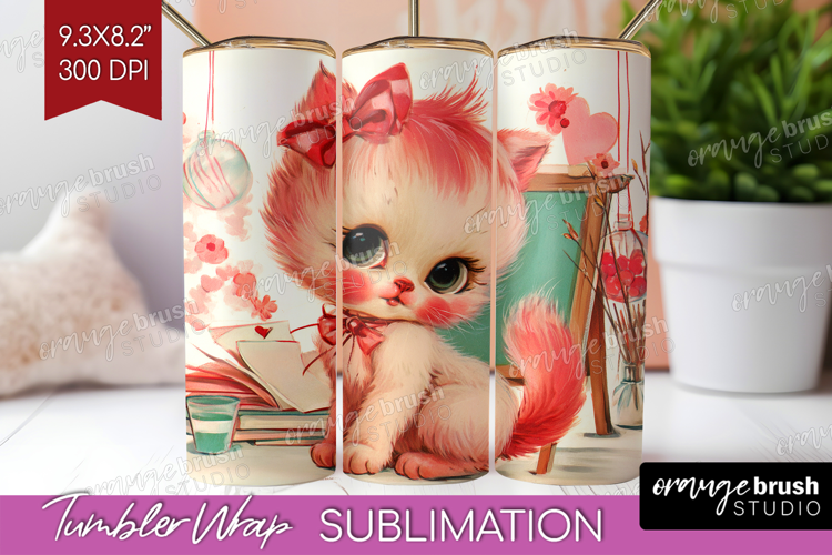 Vintage Valentines Day Tumbler Wrap - Retro Animal Tumbler
