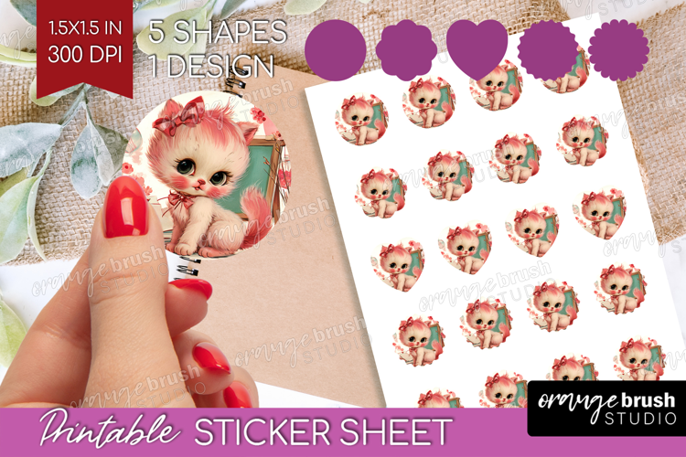 Vintage Valentines Day Round Sticker - Retro Animal Sticker