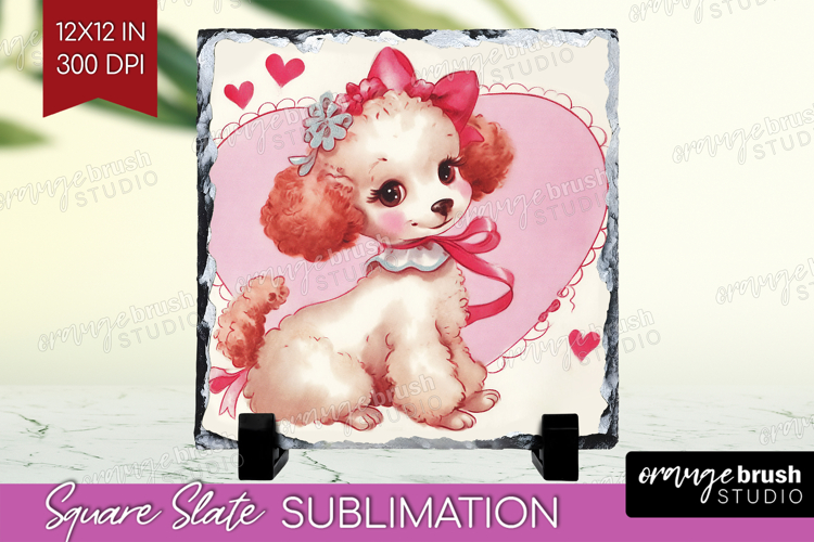 Vintage Valentines Day Slate PNG - Retro Animal Square Slate