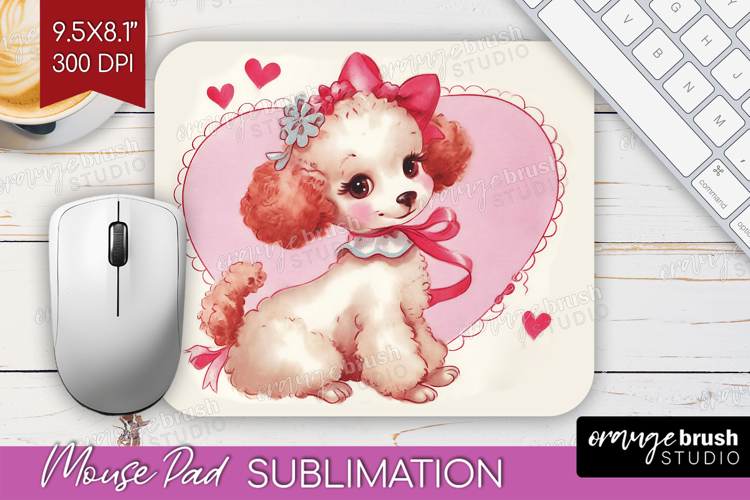 Vintage Valentines Day Mouse Pad Sublimation - Retro Animal
