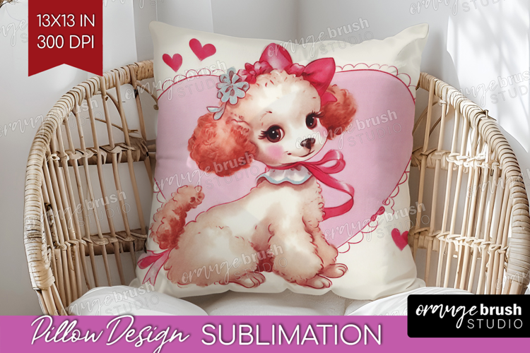 Vintage Valentines Day Pillow Sublimation - Retro Animal PNG