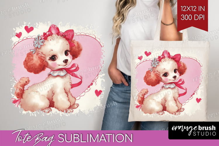 Vintage Valentines Day Tote Bag - Retro Animal Tote Bag PNG