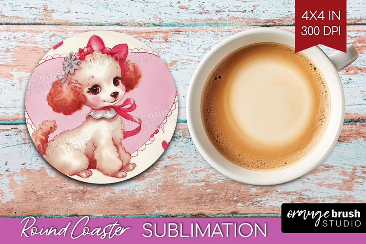 Vintage Valentines Day Round Coaster - Retro Animal Coaster