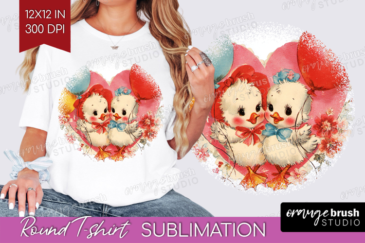 Vintage Valentines Day Round Tshirt Background - Retro PNG