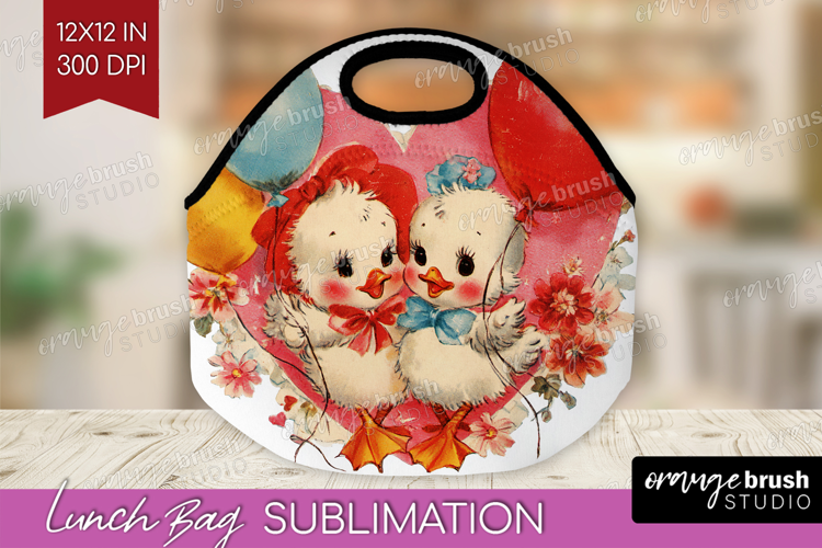 Vintage Valentines Day Lunch Bag - Retro Animal Lunch Bug