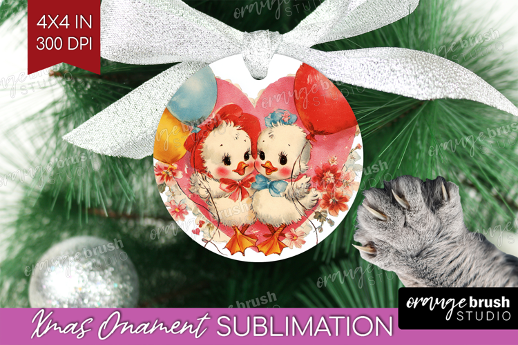 Vintage Valentines Day Ornament PNG - Retro Animal PNG
