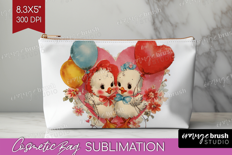 Vintage Valentines Day Cosmetic Bag - Retro Animal Makeup
