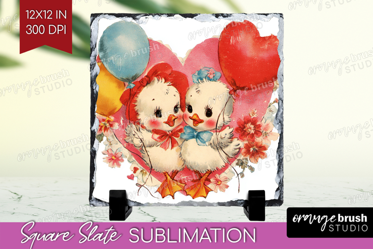 Vintage Valentines Day Slate PNG - Retro Animal Square Slate