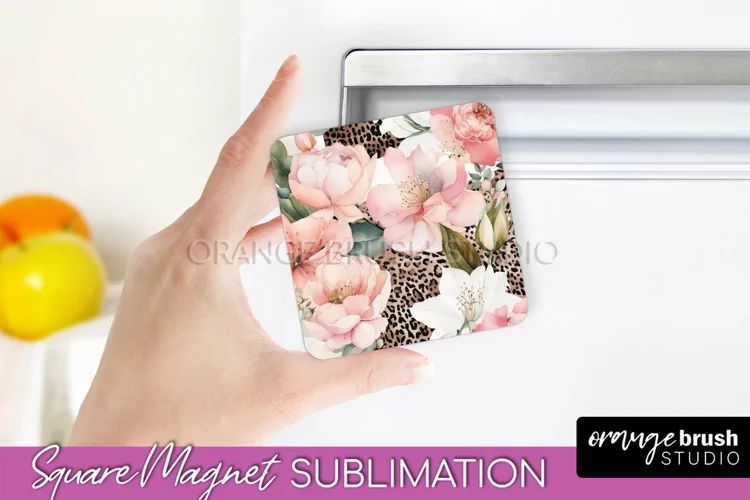 Pink Flowers Magnet Sublimation - Watercolor Magnet Design