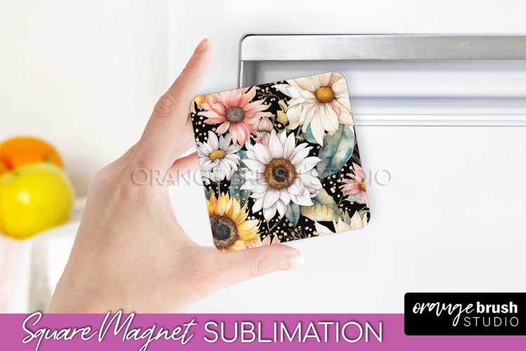 Pink Flowers Magnet Sublimation - Watercolor Magnet Design