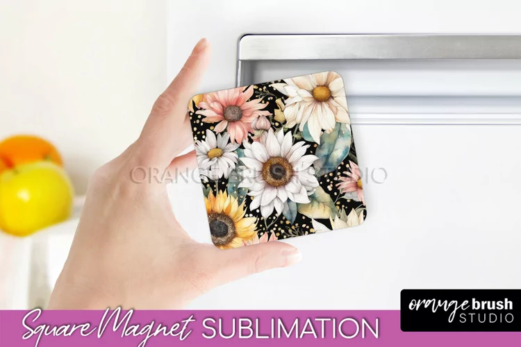Pink Flowers Magnet Sublimation - Watercolor Magnet Design