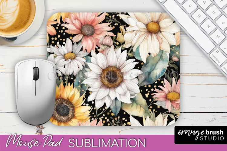 Floral Mouse Pad PNG - Pink Flowers Mousepad Sublimation