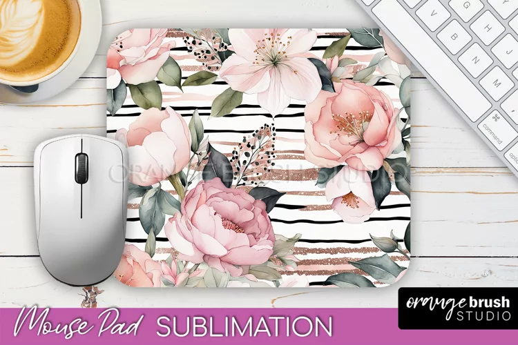 Floral Mouse Pad PNG - Pink Flowers Mousepad Sublimation