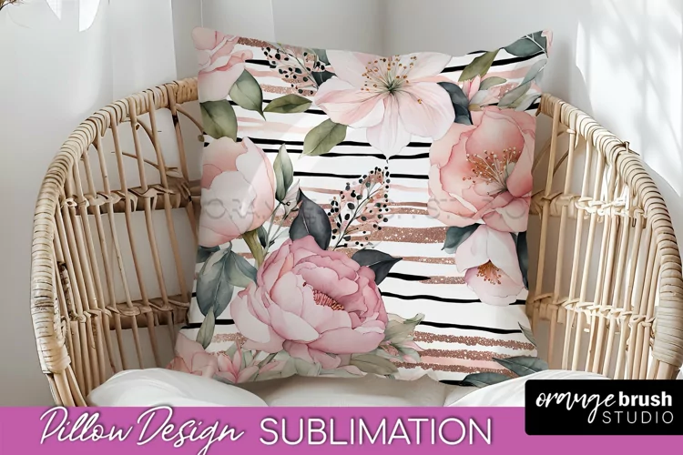 Watercolor Flowers Pillow Cover - Summer Pillow Sublimation