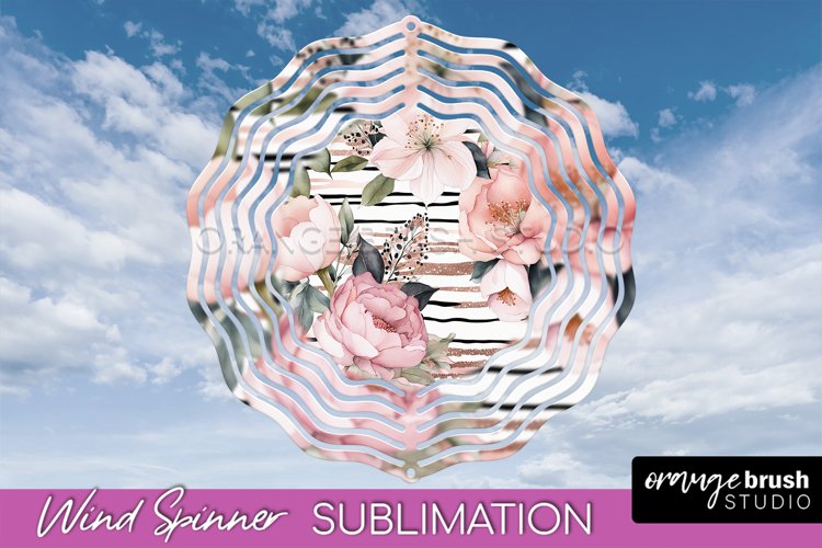 Pink Flowers Wind Spinner - Summer Wind Spinner Sublimation